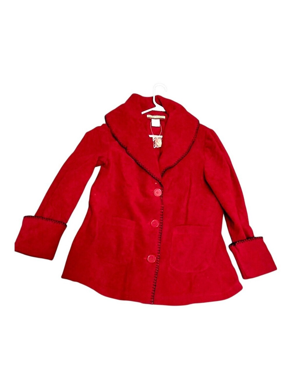 New W/tags Ladies Tudor Court Red Fleece Jacket with Contrast Trim Size SMALL